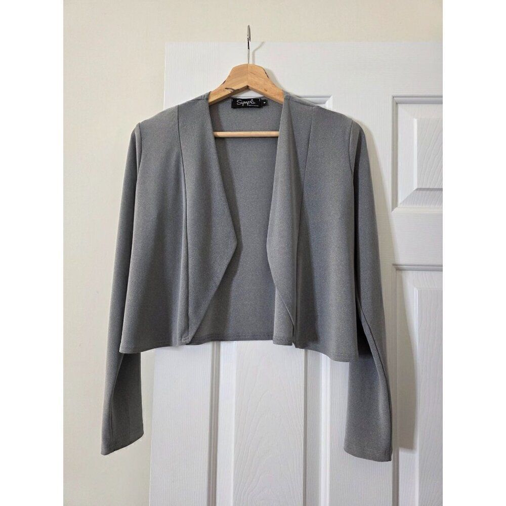 Simpli  Grey Crop Open Cardigan 8